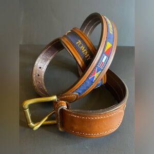 Vintage 1990’s Leather Tommy Hilfiger 42/117cm Mens Belt Flags Multi Colored